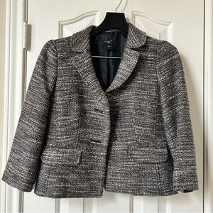 Ann Taylor Women's Brown & White Tweed Jacket Size 6P